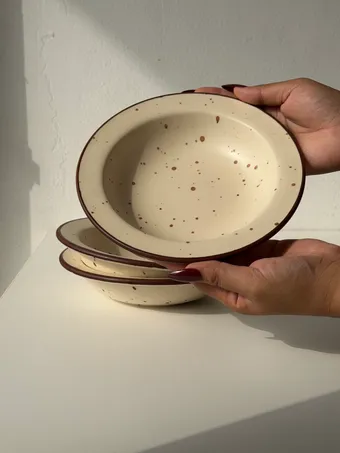 Heem Decor | Mocha Cream | Speckled Ceramic Pasta Plate