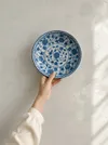Heem Decor | Indigo Bloom Plate | Blue Floral Ceramic Snack & Salad Plate