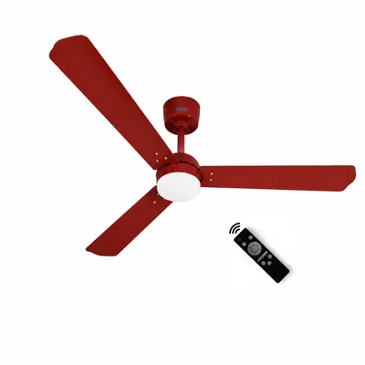 XUGA Celeste F2R 28W 5 Star 380rpm 3 Blade Red Finish BLDC Ceiling Fan with Remote, Sweep: 1200 mm , Copper Motor , 5 Years Warranty