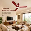 XUGA Celeste F2R 28W 5 Star 380rpm 3 Blade Red Finish BLDC Ceiling Fan with Remote, Sweep: 1200 mm , Copper Motor , 5 Years Warranty