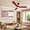 XUGA Celeste F2R 28W 5 Star 380rpm 3 Blade Red Finish BLDC Ceiling Fan with Remote, Sweep: 1200 mm , Copper Motor , 5 Years Warranty