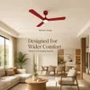 XUGA Celeste F2R 28W 5 Star 380rpm 3 Blade Red Finish BLDC Ceiling Fan with Remote, Sweep: 1200 mm , Copper Motor , 5 Years Warranty