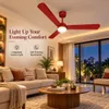 XUGA Celeste F2R 28W 5 Star 380rpm 3 Blade Red Finish BLDC Ceiling Fan with Remote, Sweep: 1200 mm , Copper Motor , 5 Years Warranty