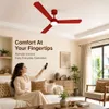 XUGA Celeste F2R 28W 5 Star 380rpm 3 Blade Red Finish BLDC Ceiling Fan with Remote, Sweep: 1200 mm , Copper Motor , 5 Years Warranty