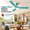 XUGA Celeste F2T 28W 5 Star 380rpm 3 Blade Green Finish BLDC Ceiling Fan with Remote, Sweep: 1200 mm , Copper Motor , 5 Years Warranty