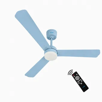 XUGA Celeste F2K 28W 5 Star 380rpm 3 Blade Sky Blue Finish BLDC Ceiling Fan with Remote, Sweep: 1200 mm , Copper Motor , 5 Years Warranty