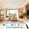 XUGA Celeste F2F 28W 5 Star 380rpm 3 Blade  White Finish BLDC Ceiling Fan with Remote, Sweep: 1200 mm , Copper Motor , 5 Years Warranty