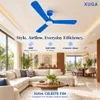 XUGA Celeste F2H 28W 5 Star 380rpm 3 Blade Blue Finish BLDC Ceiling Fan with Remote, Sweep: 1200 mm , Copper Motor , 5 Years Warranty