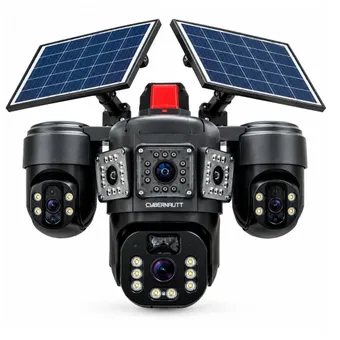 Cybernautt X18K 4G Solar CCTV Camera | Triple 6MP Camera | Dual Solar Panel | 355° Pan 90° Tilt | Two-Way Audio | Built-In Siren | Battery Powered Outdoor Security Camera | Supports Upto 128GB SD Card