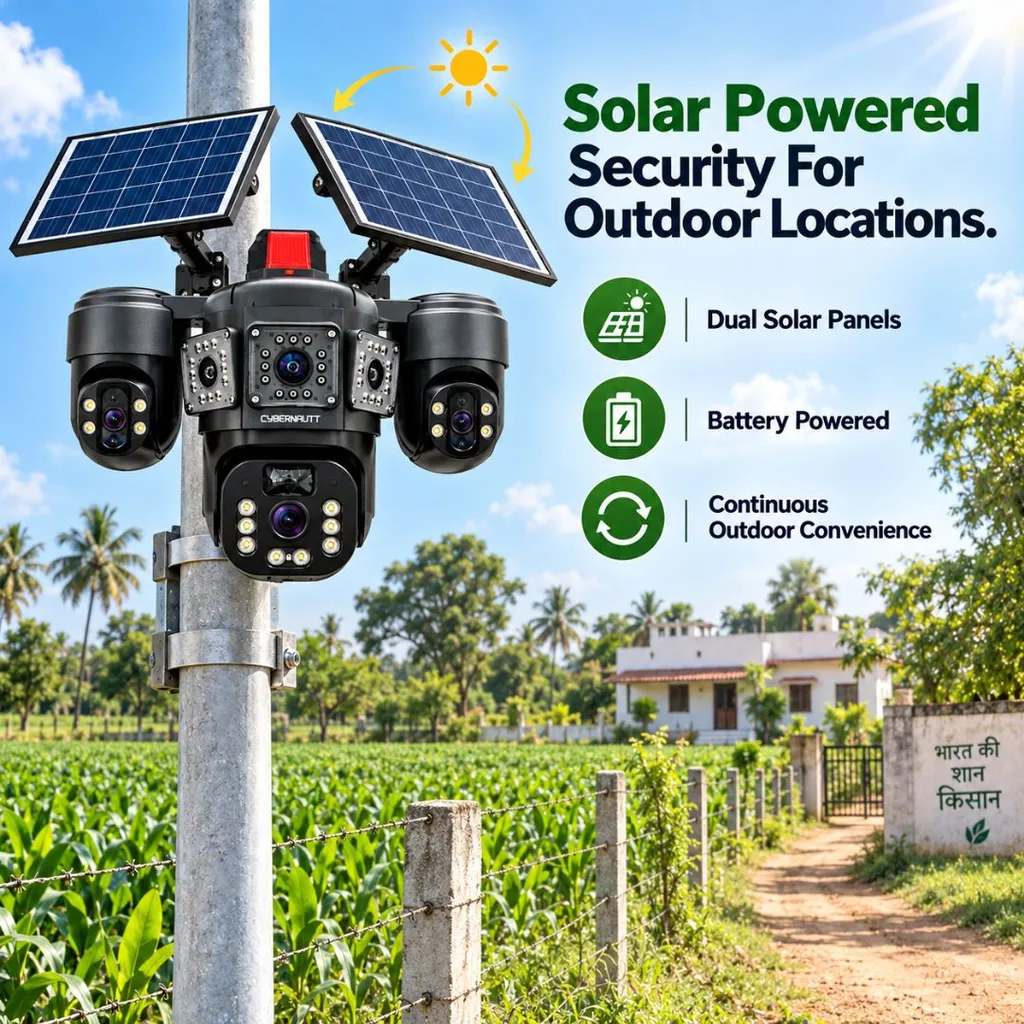 Cybernautt X18K 4G Solar CCTV Camera | Triple 6MP Camera | Dual Solar Panel | 355° Pan 90° Tilt | Two-Way Audio | Built-In Siren | Battery Powered Outdoor Security Camera | Supports Upto 128GB SD Card