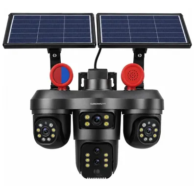 Cybernautt X16F 16MP 4G Solar Security Camera, Four Lens Outdoor CCTV Camera, Dual Solar Panel, 12000mAh Battery, 360° Pan 90° Tilt, Color Night Vision, Two-Way Audio, IP66, 128GB SD Support