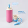 BLOOFY Water Bottle with Strap | BPA-Free Leak Proof | Bottle with Spout Lid & Straw | Blue & Pink