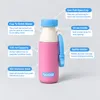 BLOOFY Water Bottle with Strap | BPA-Free Leak Proof | Bottle with Spout Lid & Straw | Blue & Pink