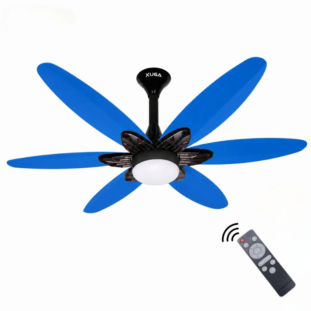 XUGA Velor F11H BLDC Ceiling Fan for Home | 1200mm Sweep | 320 RPM High Speed | 210 CMM Air Delivery | Remote Control with 6+Boost Speeds | 32W Energy Saving Motor | Silent Operation | 5 Year Warranty | Blue