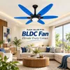 XUGA Velor F11H BLDC Ceiling Fan for Home | 1200mm Sweep | 320 RPM High Speed | 210 CMM Air Delivery | Remote Control with 6+Boost Speeds | 32W Energy Saving Motor | Silent Operation | 5 Year Warranty | Blue