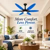 XUGA Velor F11H BLDC Ceiling Fan for Home | 1200mm Sweep | 320 RPM High Speed | 210 CMM Air Delivery | Remote Control with 6+Boost Speeds | 32W Energy Saving Motor | Silent Operation | 5 Year Warranty | Blue