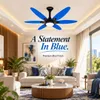 XUGA Velor F11H BLDC Ceiling Fan for Home | 1200mm Sweep | 320 RPM High Speed | 210 CMM Air Delivery | Remote Control with 6+Boost Speeds | 32W Energy Saving Motor | Silent Operation | 5 Year Warranty | Blue