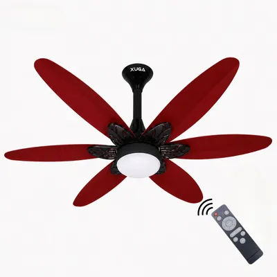 XUGA Velor F11R BLDC Ceiling Fan for Home | 1200mm Sweep | 320 RPM High Speed | 210 CMM Air Delivery | Remote Control with 6+Boost Speeds | 32W Energy Saving Motor | Silent Operation | 5 Year Warranty | Red