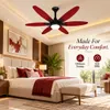 XUGA Velor F11R BLDC Ceiling Fan for Home | 1200mm Sweep | 320 RPM High Speed | 210 CMM Air Delivery | Remote Control with 6+Boost Speeds | 32W Energy Saving Motor | Silent Operation | 5 Year Warranty | Red