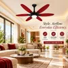 XUGA Velor F11R BLDC Ceiling Fan for Home | 1200mm Sweep | 320 RPM High Speed | 210 CMM Air Delivery | Remote Control with 6+Boost Speeds | 32W Energy Saving Motor | Silent Operation | 5 Year Warranty | Red