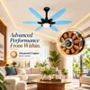 XUGA Velor F11K BLDC Ceiling Fan for Home | 1200mm Sweep | 320 RPM High Speed | 210 CMM Air Delivery | Remote Control with 6+Boost Speeds | 32W Energy Saving Motor | Silent Operation | 5 Year Warranty | Sky Blue