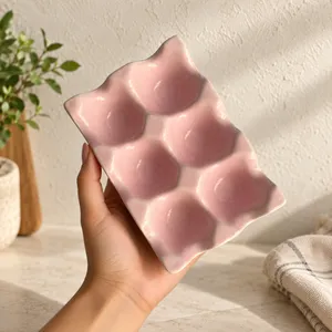 Heem Decor | Pink Egg Tray | 6 Egg Ceramic Holder