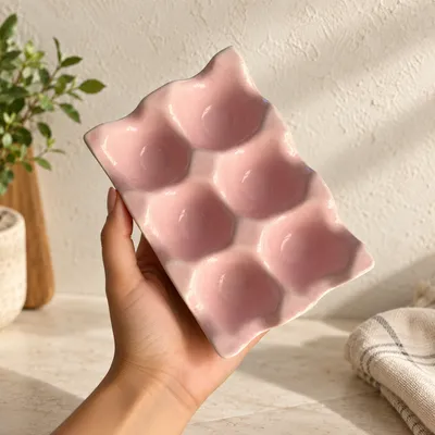 Heem Decor | Pink Egg Tray | 6 Egg Ceramic Holder