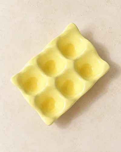 Heem Decor | Yellow Egg Tray | 6 Egg Ceramic Holder