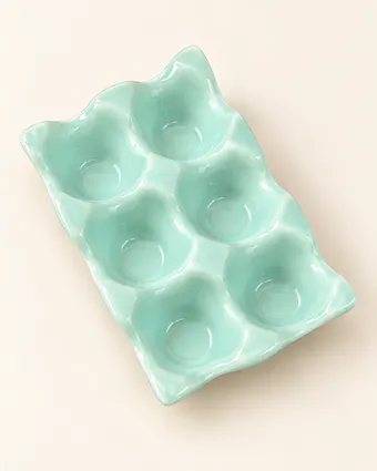 Heem Decor | Mint Green Egg Tray | 6 Egg Ceramic Holder