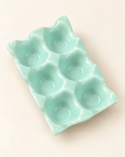 Heem Decor | Mint Green Egg Tray | 6 Egg Ceramic Holder