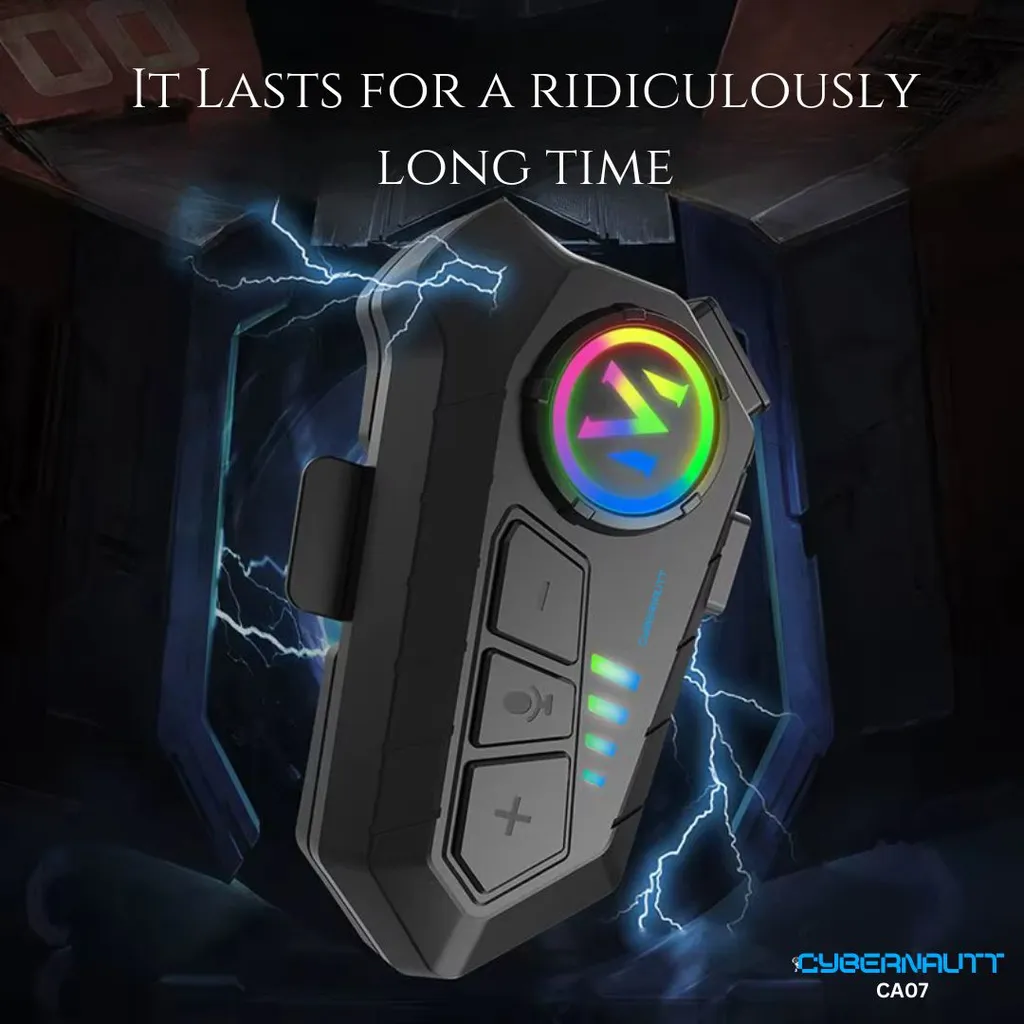 Cybernautt CA07 Motorcycle Bluetooth Headset | Bluetooth 5.3 Intercom/Communication Device | 1000mAh Battery | IPX6 Waterproof | Wireless Helmet Audio System for Motorcycle Riding