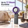 XUGA BAE-P Handheld Portable Fan | Up to 14,000 RPM | 100 Adjustable Speeds | 5600mAh Rechargeable Battery | Up to 12 Hours Runtime | LED Digital Display | USB Type-C Charging | Grey with Purple Ring