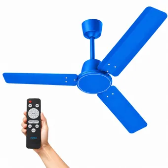 XUGA Neo F4H, 28W,5 Star, 380rpm,3 Blade, Smoky Brown BLDC Ceiling Fan with Remote, Sweep: 1200 mm, Copper Motor, 5 Years Warranty, Vivid Blue Finish