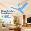 XUGA Neo F4K, 28W,5 Star, 380rpm,3 Blade, Smoky Brown BLDC Ceiling Fan with Remote, Sweep: 1200 mm, Copper Motor, 5 Years Warranty, Sky Blue Finish