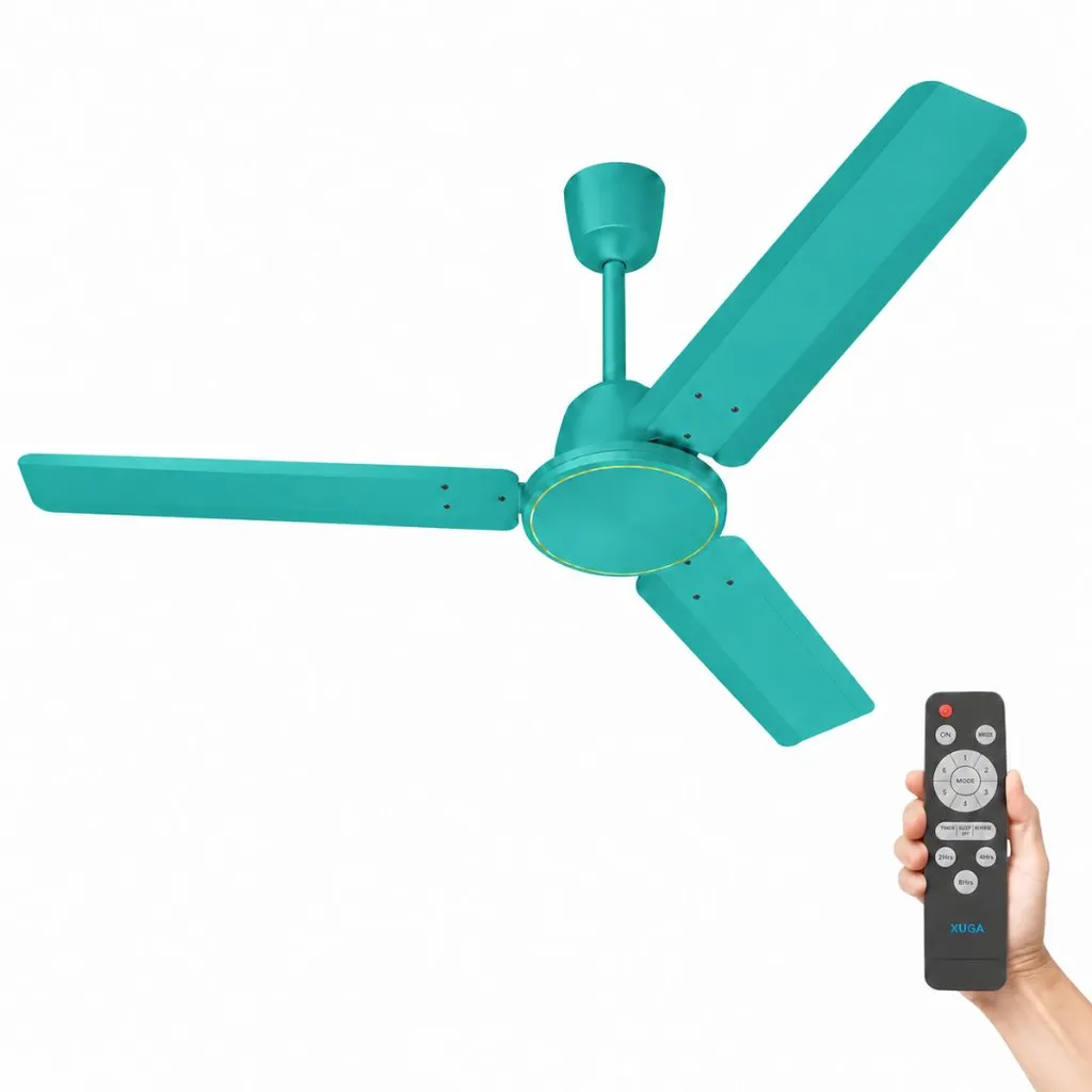 XUGA Neo F4T,  28W, 5 Star, 380rpm,3 Blade, Smoky Brown BLDC Ceiling Fan with Remote, Sweep: 1200 mm, Copper Motor, 5 Years Warranty, Teal Finish