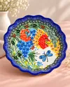 Heem Decor | Floral Dragonfly Deep Plate | 6.5 Inch Hand-Painted Ceramic Plate with Scalloped Edge