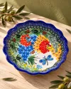 Heem Decor | Floral Dragonfly Deep Plate | 6.5 Inch Hand-Painted Ceramic Plate with Scalloped Edge