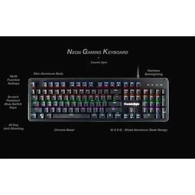 Cosmic Byte CB-GK-13 Neon Rainbow Mechanical Keyboard with Outemu Brown Switch