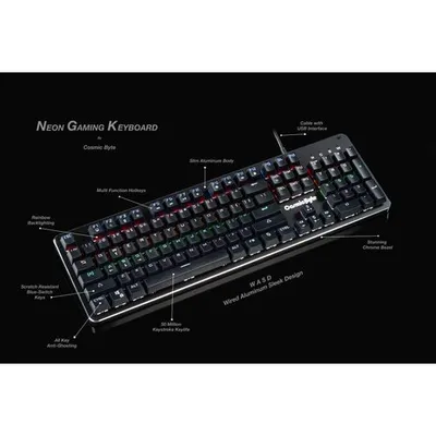 Cosmic Byte CB-GK-12 Neon Rainbow Mechanical Keyboard with Blue Switch