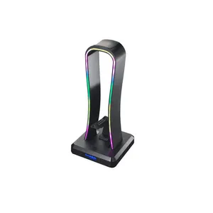 Cosmic Byte Vulcan RGB Headphone Stand, Mouse Bungee and 4 Port USB 2.0 HUB with RGB Touch Control Button (Black)