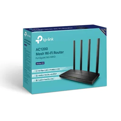 TP-Link Archer C6 Gigabit MU-MIMO Wireless Router, Dual Band 1200 Mbps Wi-Fi Speed, 5 Gigabit Ports, 4 External Antennas and 1 Internal Antenna WiFi Coverage with Access Point Mode, Qualcomm Chipset