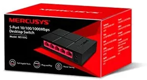 Mercusys 5-Ports 10/100/1,000 Mbps Desktop Switch MS105G Ethernet Network Hub | RJ45 | Plug and Play