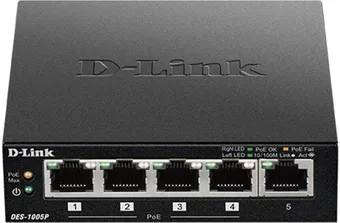D-Link 5 Port 10/100 Unmanaged Desktop Switch with 4 PoE Port (DES-1005P)