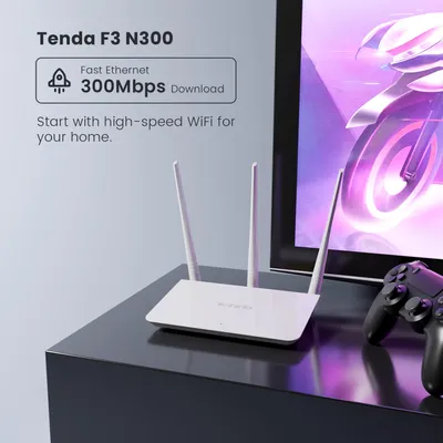 Tenda F3 300Mbps Wireless Router with 3 External Antennas - White