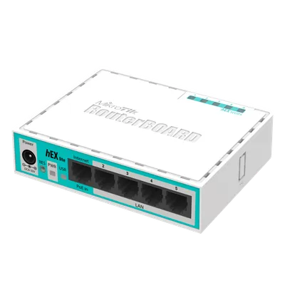 Mikrotik Hex Lite RB750r2  5x Ethernet, Small plastic case, 850MHz CPU, 64MB RAM, Most affordable MPLS router, RouterOS L4