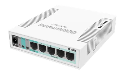 Mikrotik RB260GS CSS106-5G-1S 5x Gigabit Ethernet Smart Switch, SFP cage, plastic case, SwOS