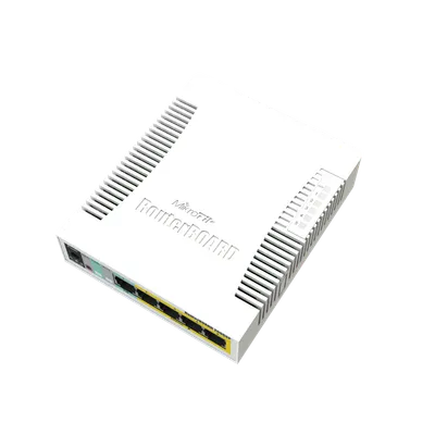 Mikrotik RB260GSP CSS106-1G-4P-1S 5x Gigabit PoE out Ethernet Smart Switch, SFP cage, plastic case, SwOS