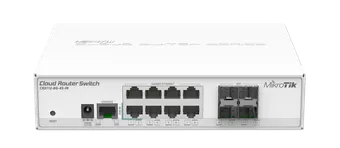 Mikrotik CRS112-8G-4S-IN 8x Gigabit Ethernet Smart Switch, 4x SFP cages, 400MHz CPU, 128MB RAM, desktop case, RouterOS L5