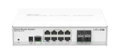 Mikrotik CRS112-8G-4S-IN 8x Gigabit Ethernet Smart Switch, 4x SFP cages, 400MHz CPU, 128MB RAM, desktop case, RouterOS L5