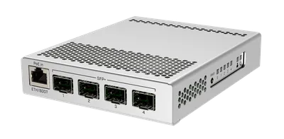 Mikrotik CRS305-1G-4S+IN Five-port desktop switch with one Gigabit Ethernet port and four SFP+ 10Gbps ports
